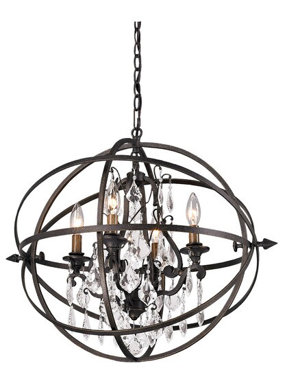 Byron Collection 4 Light Chandelier in Vintage Bronze